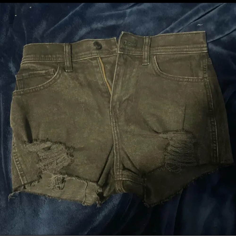 Hollister Black Jean Shorts Distressed Denim Casual